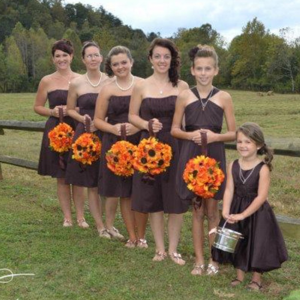 Chocolate brown strapless bridesmaid dress